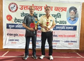 टेबल टेनिस टूर्नामेंट के रोमांचक फाइनल में संजय कोठियाल को हराकर मनीष ओली बने चैंपियन